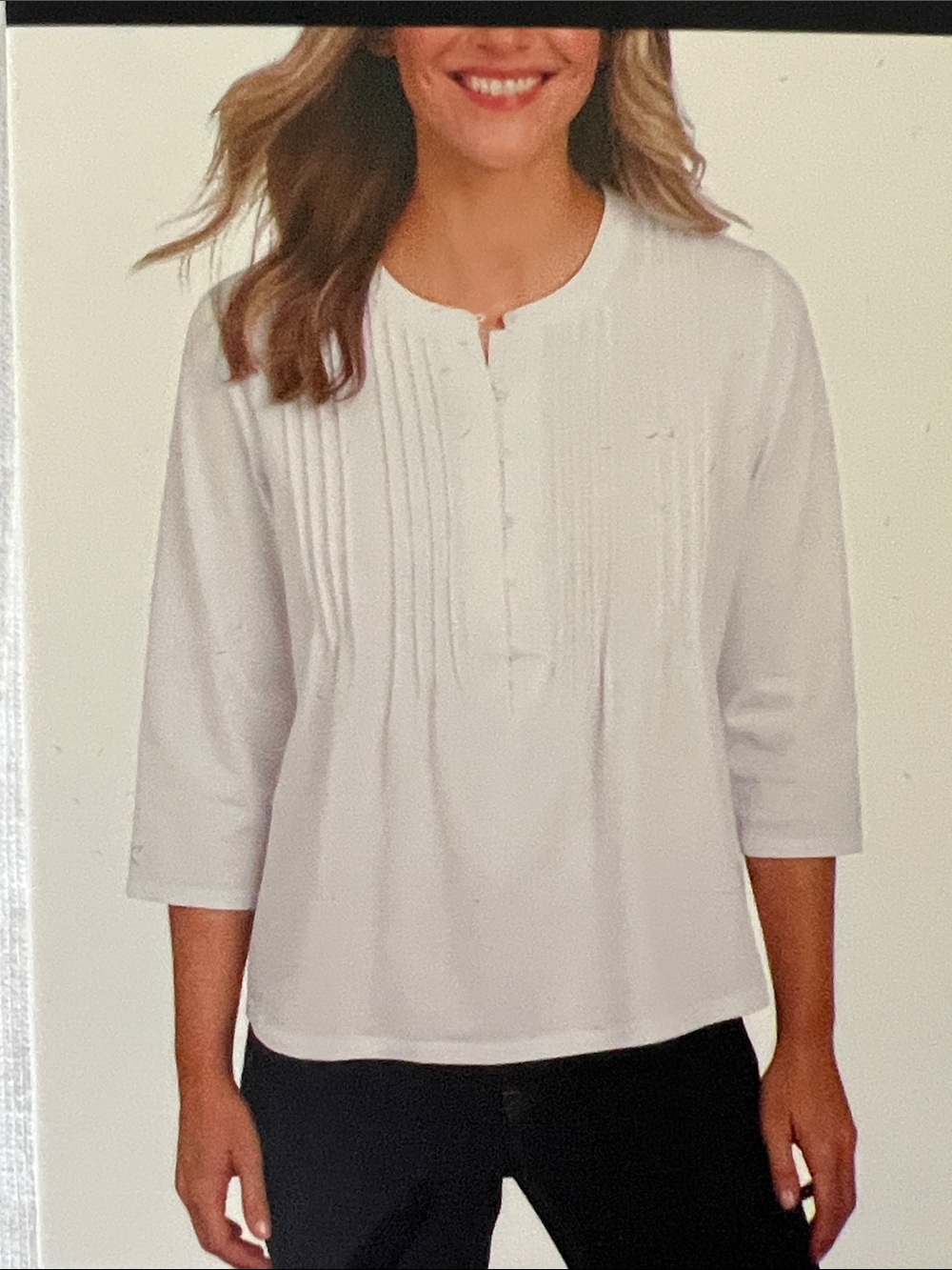 Lands’ End Button front pintuck top